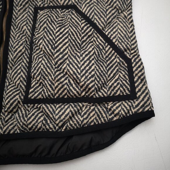 J.Crew Ladies Size Large Black & Beige Full Zip Lined Minimum 70% Down Fill Vest - Picture 7 of 9